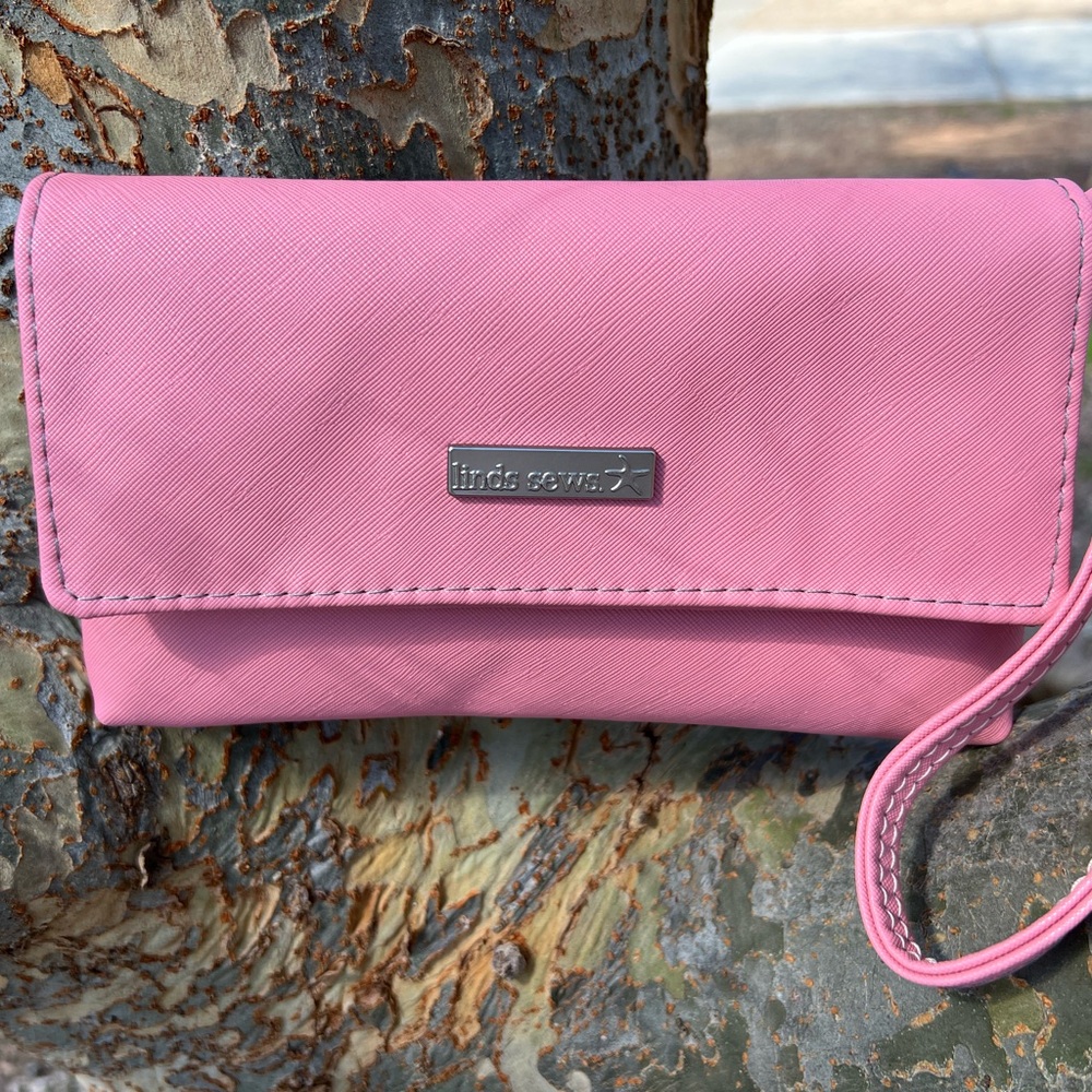 Pink Women's Clutch/Wristlet Faux leather exterior and cotton interior